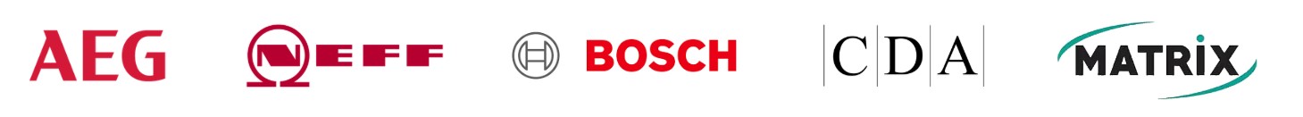 Appliance Brand Logos - AEG, NEFF, BOSCH, CDA, MATRIX