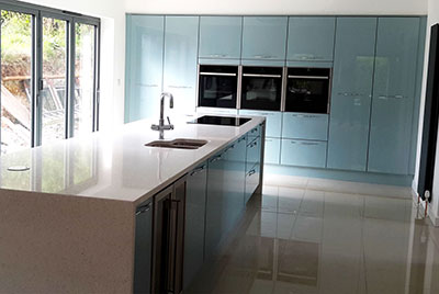 High Gloss Blue Real Kitchens