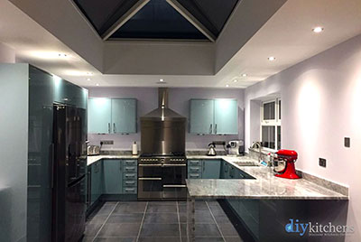 High Gloss Blue Real Kitchens