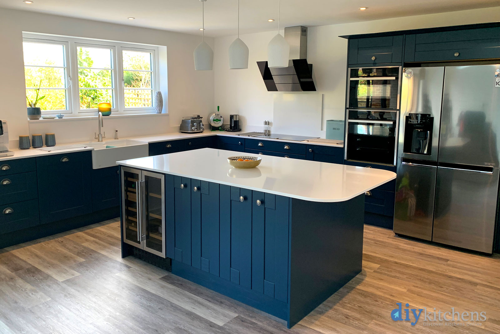 Shaker Blue Grained Timber Real Kitchens