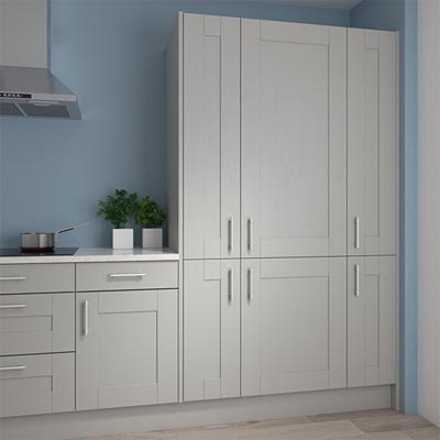 Free Standing Grey Gloss Kitchen Cabinets Cupboards Set 7 Units 240cm  2400mm