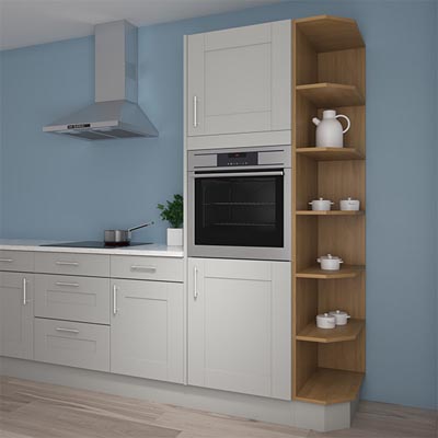 Free Standing Grey Gloss Kitchen Cabinets Cupboards Set 7 Units 240cm  2400mm