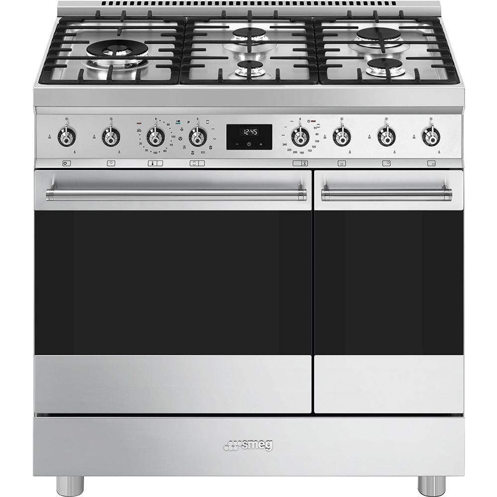 Smeg - 90cm Double Cavity Dual Fuel Pyrolytic Cooker