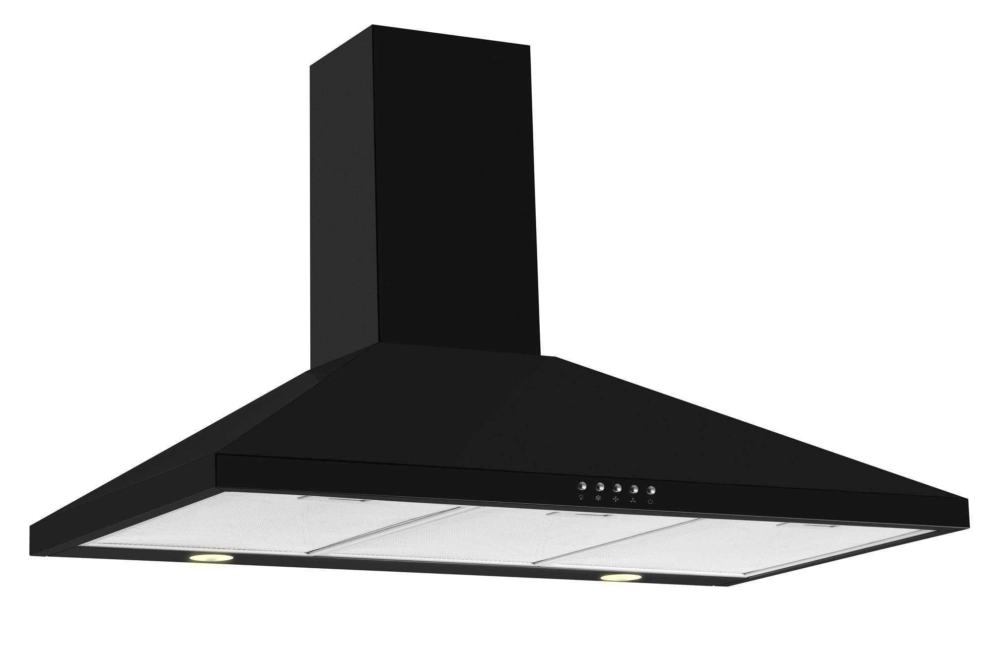 Chimney extractor, ducted/recirc, 3 speeds,  498m3/h, 64 dBA, LED lighting, black