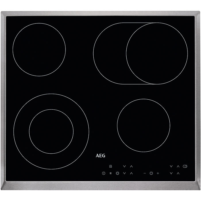 60cm Ceramic Radiant Hob, 4 Cooking Zones with OptiFit ® Stainless Steel Frame