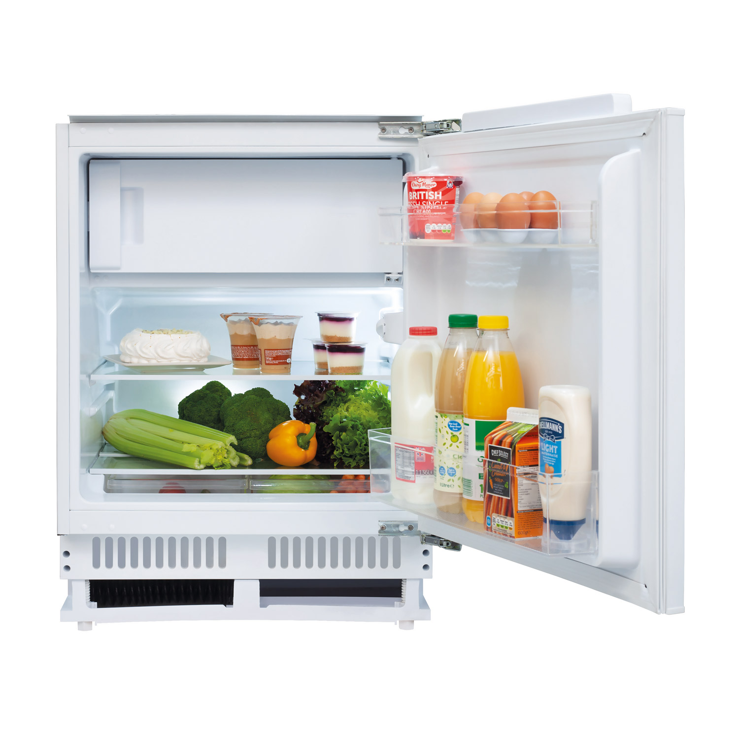 60cm Integrated larder fridge with ice box, 95 Ltr, fzr 16 ltr, F rated, RD