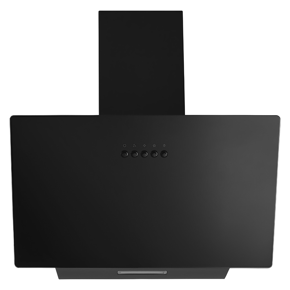 60cm Angled Black glass hood, Push button controls, 1x LED, Energy class A