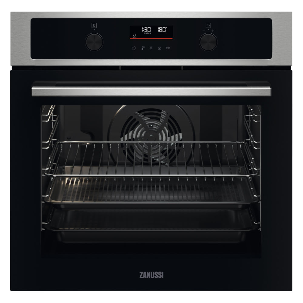 60cm Multifunction Pyrolytic Single oven Black & Stainless Steel