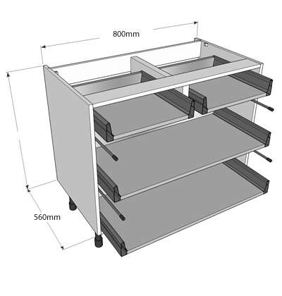 800mm Pull Out Pan Drawer Set