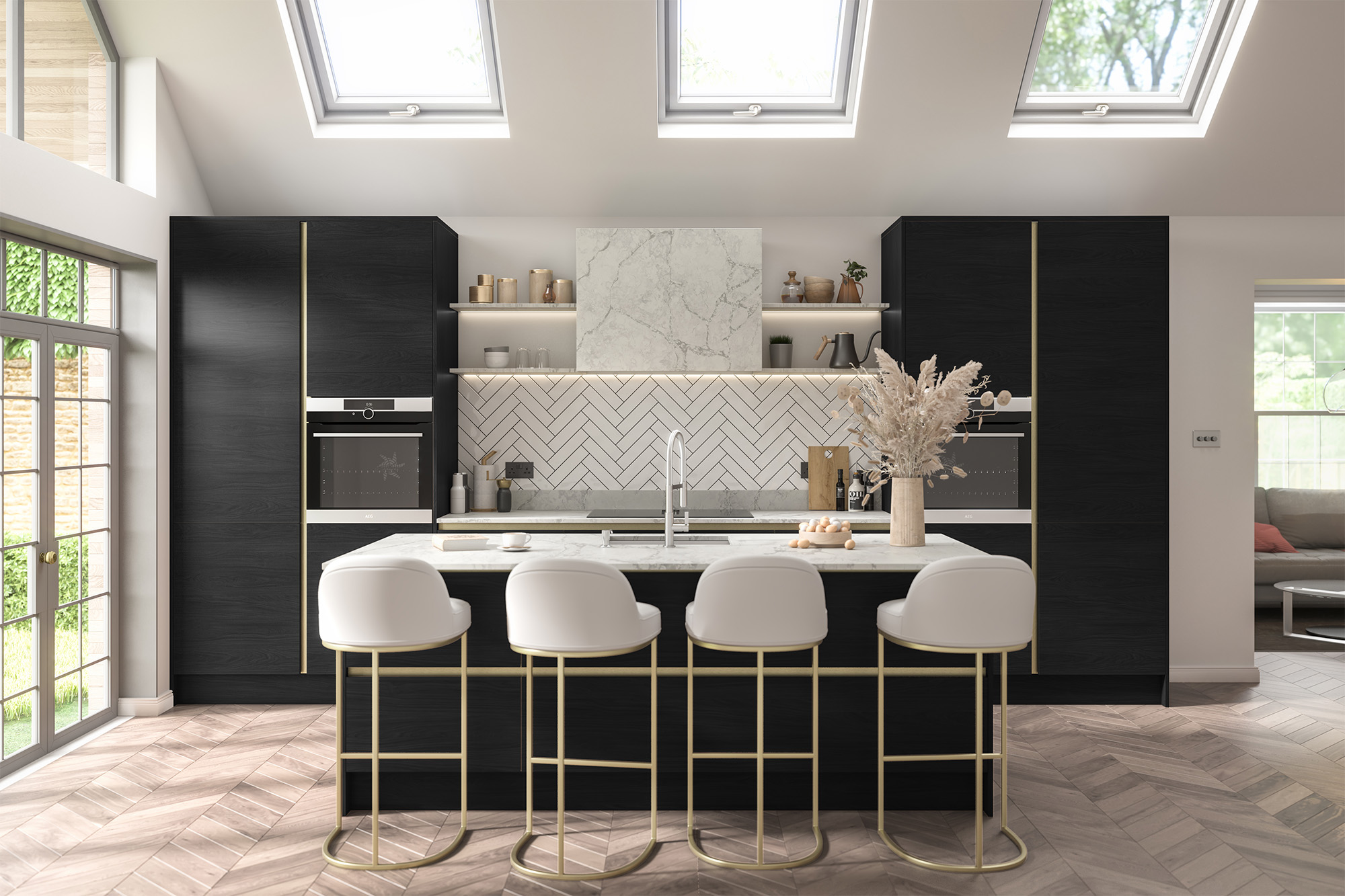 Cento True Handleless Black Oak